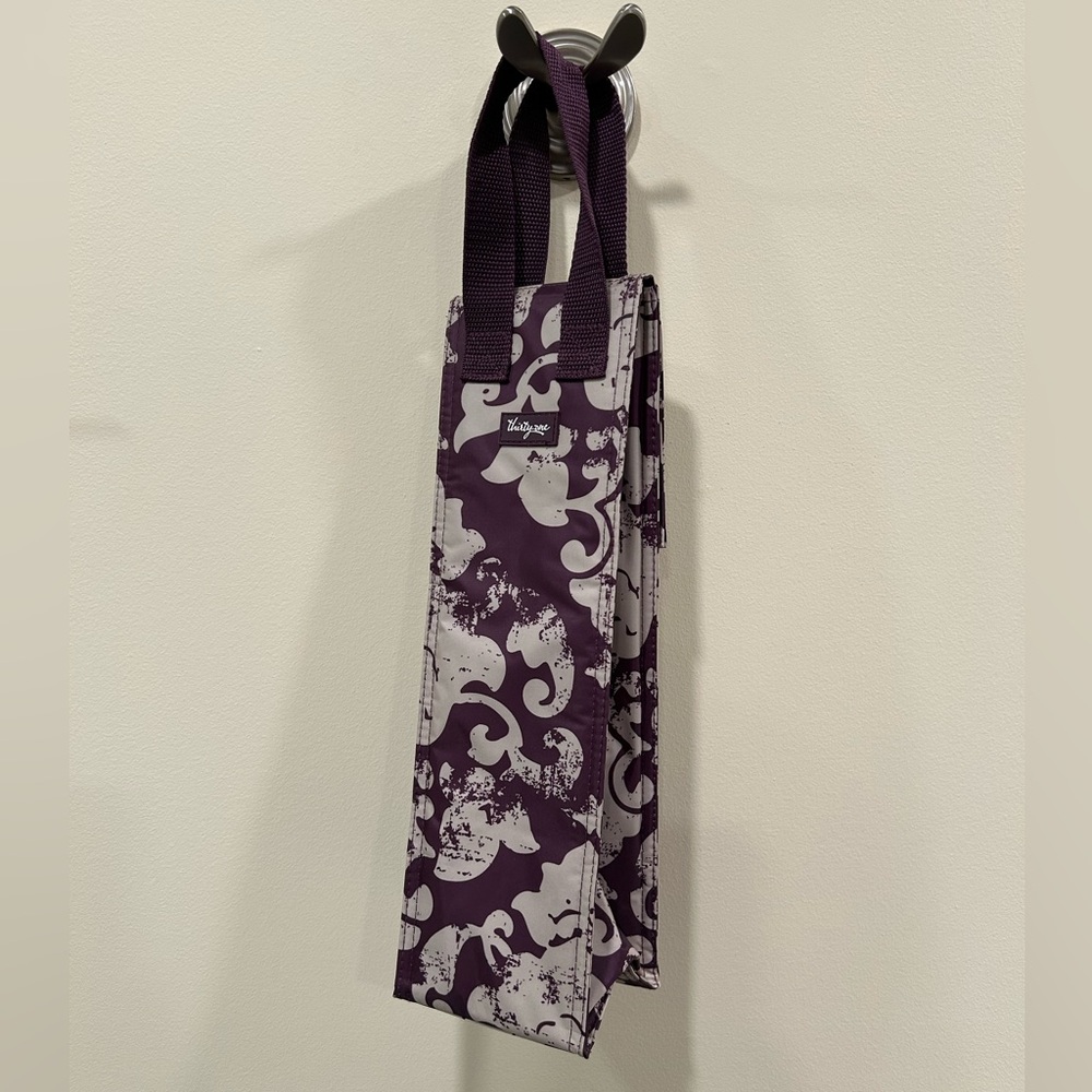 Thirty-One Purple and White Patterned Wine Tote